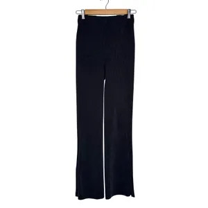 Lululemon Brushed‎ Softstreme Ribbed Zip Flared Pants Women Sz 2 Black Excellent thumbnail 2