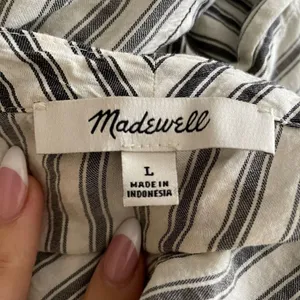 Madewell Brighton Striped Popover blouse top‎ Flare Sleeve size large thumbnail 7