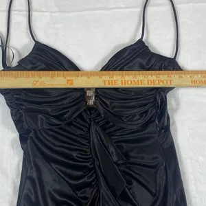 Sexy Ruched Hourglass‎ Black Dress Rhinestones 5/6 Formal Prom Evening Gown thumbnail 5