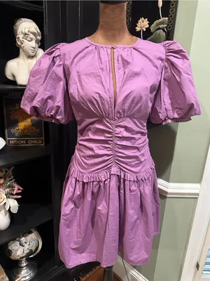 Karlie Purple Poplin Cinch‑Waist Dress – Size Medium thumbnail 1