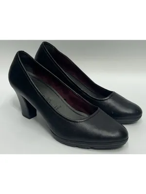 Tamaris Leather Pumps Heels Womens 40/9 Black Memory Foam insole shock absorber thumbnail 2