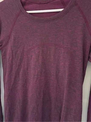 Lululemon Swiftly Tech Long Sleeve Running Top Burgundy Size 6 thumbnail 4
