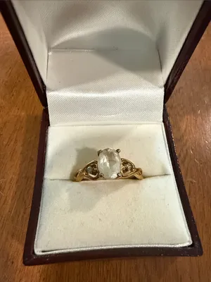 Vintage Victorian-Inspired 14K HGE Ring with Oval Moonstone Size 7 1/2 thumbnail 1