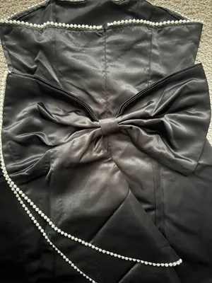 Silk Mini Black Hoco Dress Size M thumbnail 3