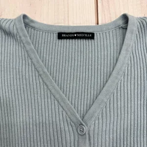 Brandy Melville Pale Blue Sweater Cropped V Neck Button Front Cottagecore Small thumbnail 5