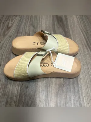 Birkenstock Women’s Two-Band Slide Sandals in Cream and Natural Woven thumbnail 5