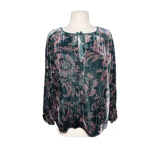 ANTHROPOLOGIE Women’s Boho Faustine Floral Velvet Peasant Top thumbnail 4
