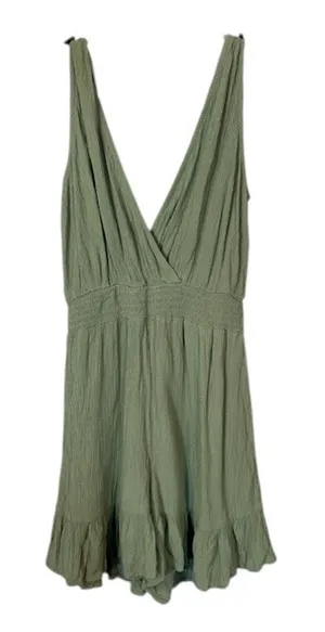 Rewind Green Sleeveless Lightweight One Piece Casual Romper Women Sz XS thumbnail 1