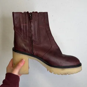 Free People James Wine Leather Platform Heeled Boots thumbnail 5