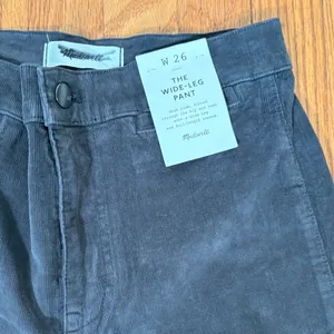 Madewell The Wide-Leg Pant Corduroy High Rise‎ Black Coal Size 26 NWT thumbnail 4