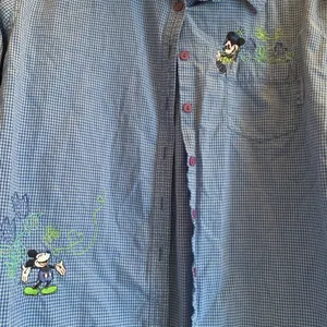 Disney Mickey Unlimited Blue Checkered Shirt Vintage Women Size XLarge Top thumbnail 2