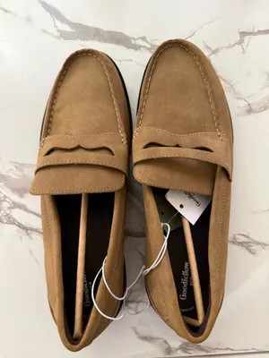 Title Men’s Tan Suede Penny Loafers – Classic Tan Slip-On Dress Casual Shoes Size 12 NWT thumbnail 1