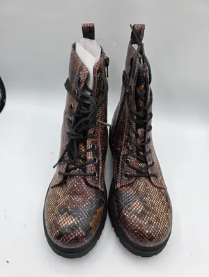 Womens Snake Print Combat Boots Faux Leather Lace Up Size 8.5 Multi Color NEW thumbnail 6