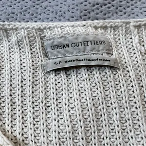 Urban Outfitters Cream Ivory Ribbed Knit Chunky Oversized V Neck Sweater Small thumbnail 3