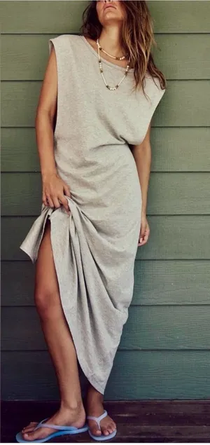 NWOT Free People Free-est Drift Street Cotton-Jersey Maxi Dress - Grey - S *IR* thumbnail 1