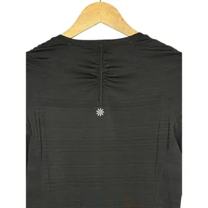 Athleta‎ Pacifica 1/4 Zip Long Sleeve Top Womens Medium Black Activewear Ruched thumbnail 5