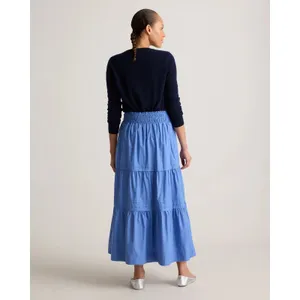 Quince 100% Organic Cotton Poplin Tiered Maxi Skirt True Blue Size M thumbnail 3
