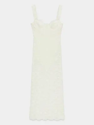 NWT ZARA LACE MIDI DRESS SIZE S thumbnail 9