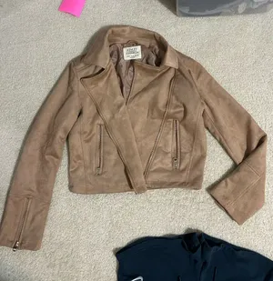 Ashley Mason Taupe Suede Moto Jacket - Women's thumbnail 1