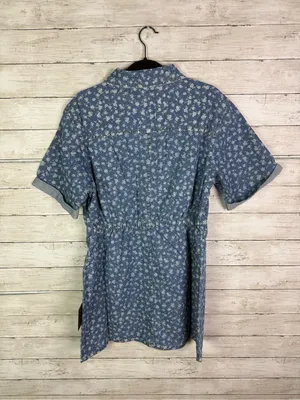 Lulus Renske Light Wash Floral Print Denim Mini Dress Size XL thumbnail 5