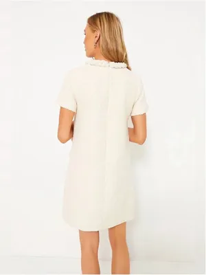 Tuckernuck Pearl White Tweed Jackie Mini Dress M Old Money Preppy Pockets Thick thumbnail 3