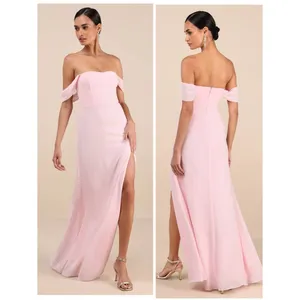Lulus Magical Magnetism Light Pink Off-the-Shoulder Maxi Dress Size Small Formal thumbnail 2