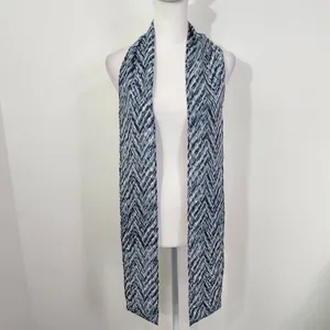 Blue Chevron Print Scarf One Size Blue Chevron Scarf thumbnail 2