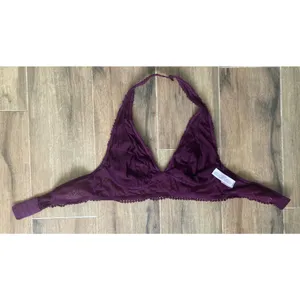 Victoria's Secret Bralette Medium lace Burgundy Halter Boho Festival thumbnail 4