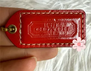 y2k 2" COACH Red Patent Leather Vintage Fob Bag Charm Hang tag Hangtag thumbnail 1