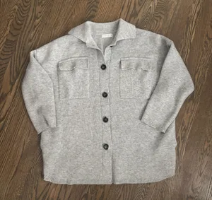 oversized knit chunky sweater grey jacket/shacket thumbnail 3
