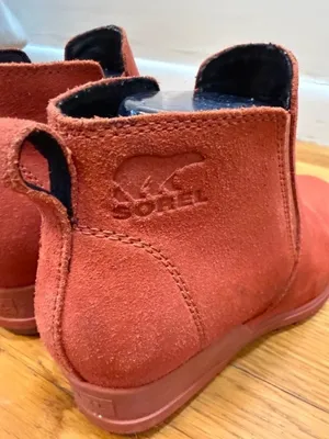 Sorel Evie Pull On Suede Wedge Heel Booties Lug Warp Red Sz 8 thumbnail 8
