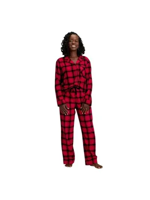 NEW Wondershop Plaid Flannel Long Sleeve Pajama Shirt Holiday Red / Black XL thumbnail 6