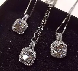 Necklace pendant chain 16” silver new Diamond Cz bling thumbnail 8