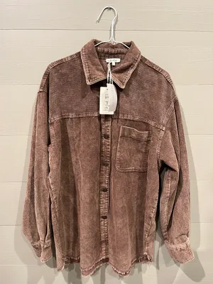 brown corduroy shacket thumbnail 4