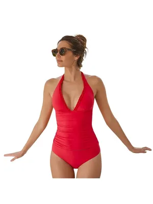NWT Mimi Flamingo Soleil Solids Sonny Halterkini Tankini Top Swim Punch Red 6 thumbnail 6