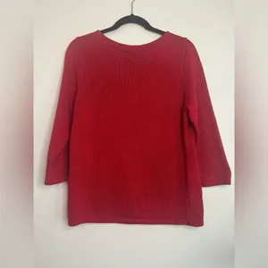 Lauren Ralph Lauren Red Sweater‎ L 100% Mercerized Cotton Classic Knit thumbnail 4