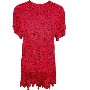 Boohoo Red Asymmetrical Ruffled faux Wrap Dress thumbnail 9