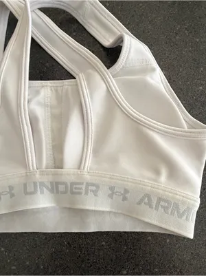 Under Armour White Crossback Sports Bra with Logo Band size S thumbnail 3