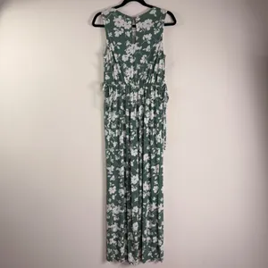 Baltic Born Margaux Wide‎ Leg Cinched Waist Dusty Green Floral Jumpsuit Small thumbnail 3