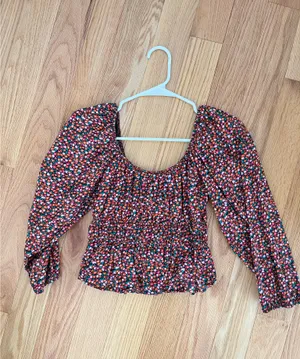 ZARA Top Floral Print Black thumbnail 2