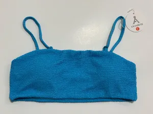 Anabess Blue Textured Bandeau Bikini Top - Blue thumbnail 1
