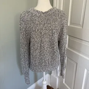 Free People Womens Pullover Sweater Gray Black Marled Scoop‎ Neck Small thumbnail 3