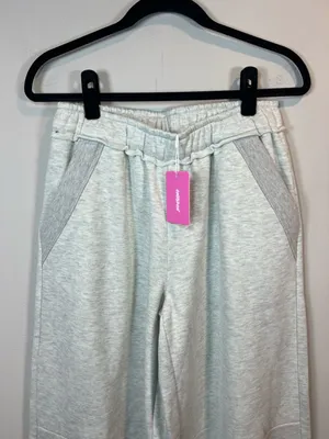 Edikted Kori Oversized Wide-Leg Sweatpants Gray Melange Pocket Fleece NEW Medium thumbnail 3