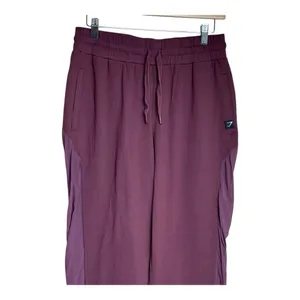 Gymshark Women's burgundy Jogger Mesh Panels Size‎ large thumbnail 3