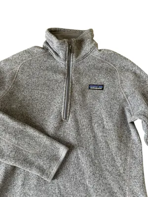 Patagonia Better Sweater 1/4-Zip Heather Gray Sz L Zip Pocket Logo Fleece Lined thumbnail 2