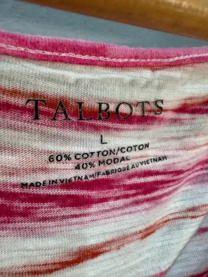 Pink Talbots Striped Tie Neck Blouse Size L EUC thumbnail 5