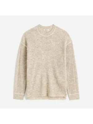 Madewell Ribbed Alpaca-Blend Crewneck Sweater‎ Heather Stone Small thumbnail 2