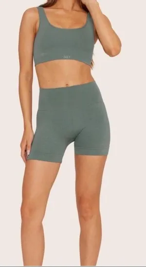 SET active Sculptflex High-Waist Seamless Biker Green Shorts Sz XS thumbnail 1