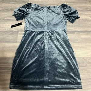 Lulus Victorious Dusty Blue Velvet Puff Sleeve Bodycon Dress; Small thumbnail 12