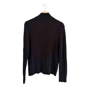 Lauren Ralph Lauren Womens Black Cable Knit Sweater Size L Full Zip Old Money thumbnail 3